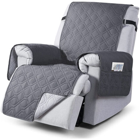 Housse de fauteuil inclinable 100 % étanche, housses antidérapantes pour fauteuil inclinable avec poche, housse de chaise inclinable lavable(DARK GRAY)