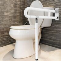 Barre d'appui Toilettes, Barre d'appui Salle de Bains avec Pied Réglable, Barre Toilettes Pliables Antidérapantes, Aides à Toilette pour Personnes Âgées et Handicapées