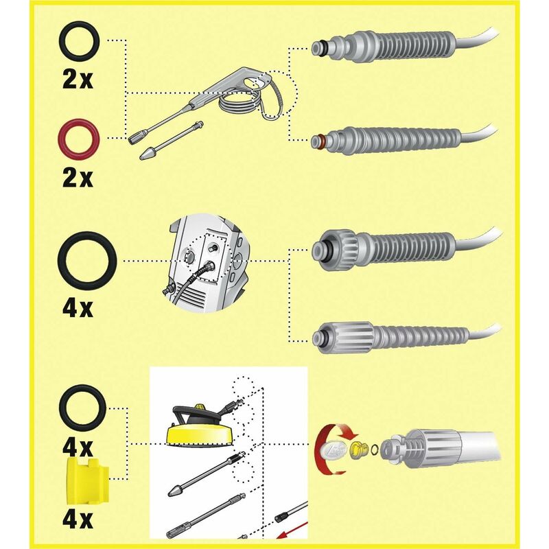 40 Joints Toriques Pour Nettoyeur Haute Pression - Tailles M22 Et 3/8 - Caoutchouc Durable - Déconnexion Rapide
