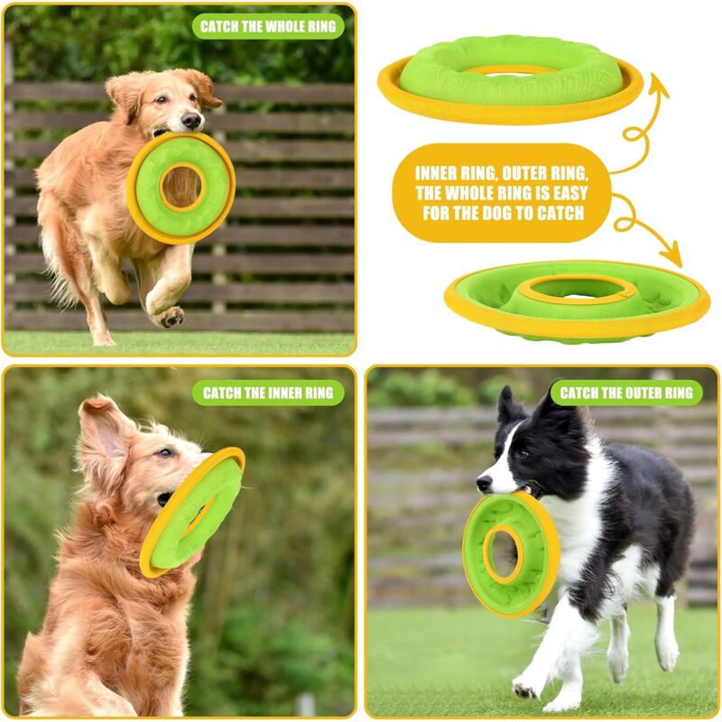Com-four® Lot De 2 Frisbees Pour Enfants, Adultes Et Chiens - Disques Volants 27 Cm Couleurs Vives