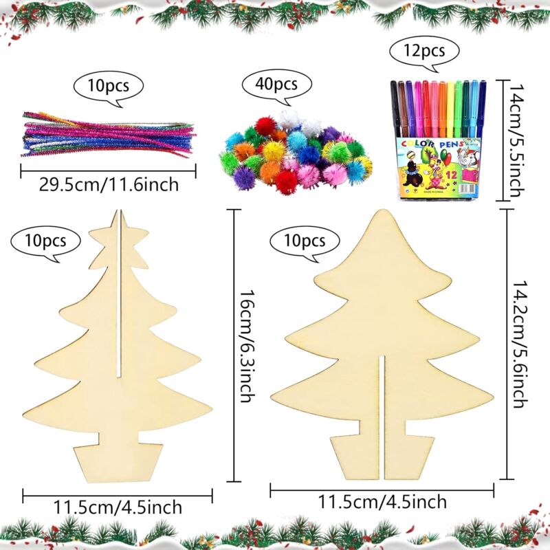 Kit DIY Sapin De Noël En Feutre – Lot De 6 – Avec Paillettes Et Autocollants EVA – Activité Créative Enfants