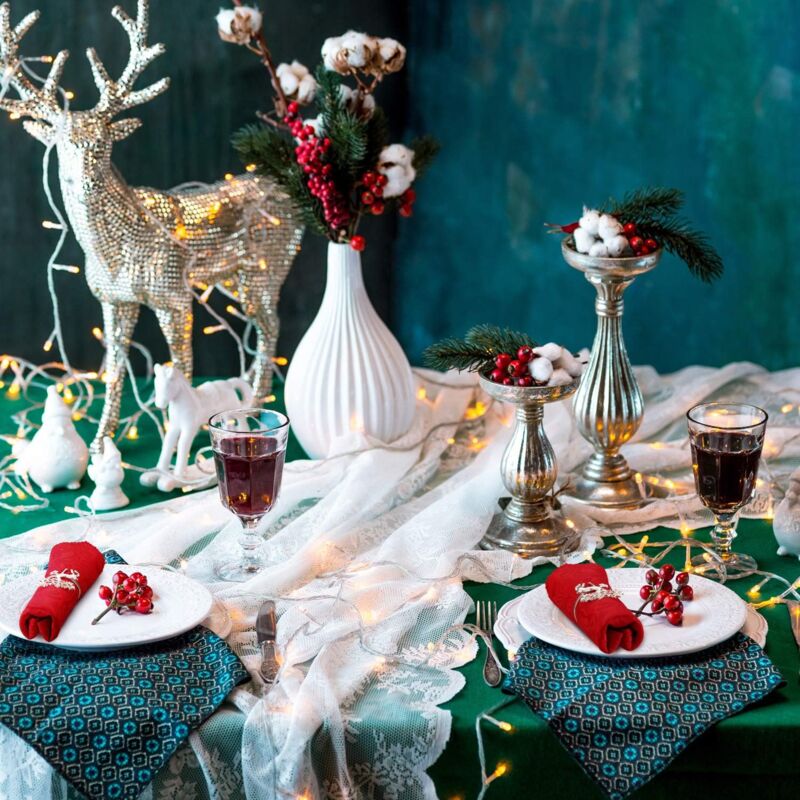 Anneaux Serviette De Table Noel Lot De 6 Ronds De Serviette De Noël Avec Pomme De Pin Rouge, Feuillage De Noël Et Baies Rouges, Ronds De Serviette De Noël Pour Noël, Mariage