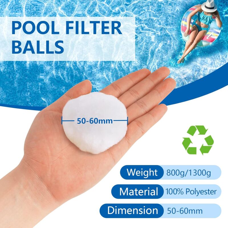 Balles Filtration Piscine 1400g - Remplacent 49kg Sable - Réutilisables Lavables Machine - Pour Filtre à Sable