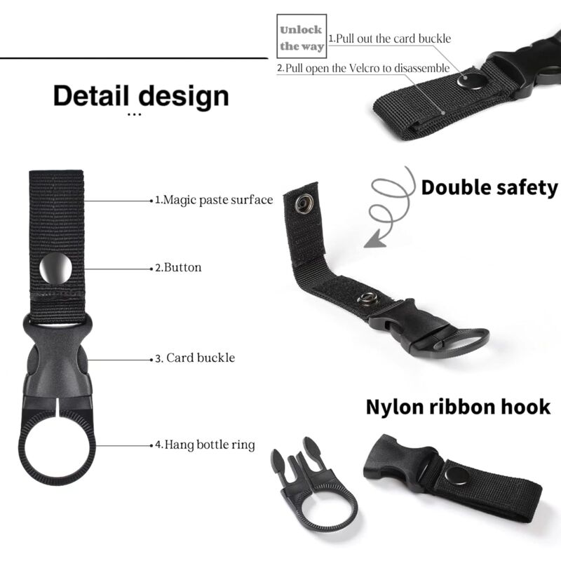 Pack De 6 Porte-bouteilles HABNI – Silicone Avec Mousquetons Et Sangles Nylon, Idéal Pour Randonnée, Vélo, Camping - 2