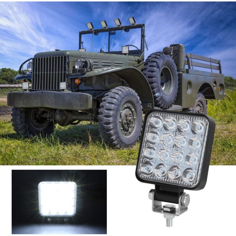 AUXTINGS 17,8 cm Pouce 2 pcs 51W Flood LED Light Bar Off-Road Conduite lumières Lampe de Travail pour Auto Camion Pickup SUV UTV (Noir