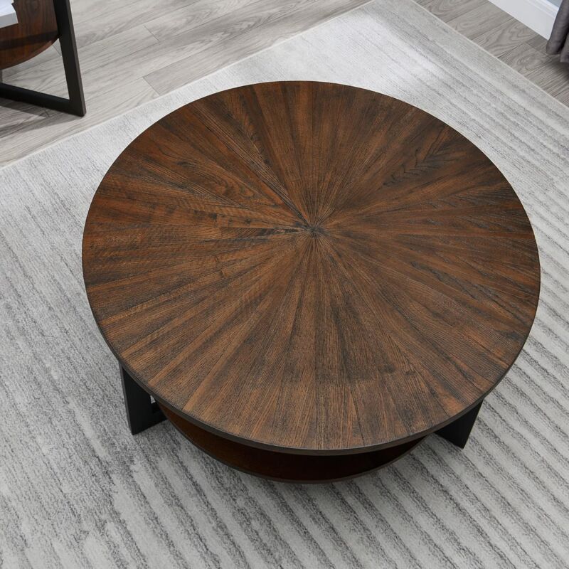 Lot de 2 tables basses rondes en marbre noir-MENGDA-Tables de salon Lot de 2 tables basses rondes en marbre noir-MENGDA-Tables de salon