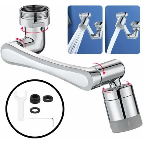 Prolongateur de robinet en cuivre 1080° – Filtre anti-éclaboussures à 3 couches – Installation rapide – Compatible avec robinets standards