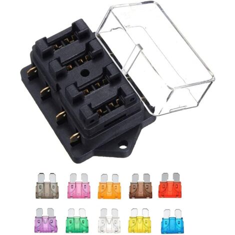 BH-4P 12V 24V 32V 4 Façon Standard Porte-fusible à Lame Boîte à Fusibles pour Bateau Camping Voiture et Autre Véhicule, avec Fusible 10 Lames