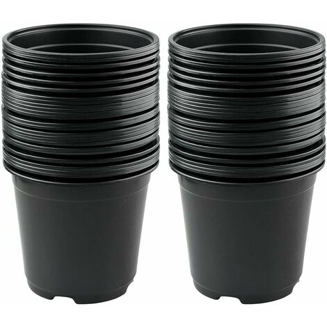 Lot de 50 Pots de Fleurs en Plastique Noir de 15 cm pour Plantes Succulentes, Légumes et Boutures