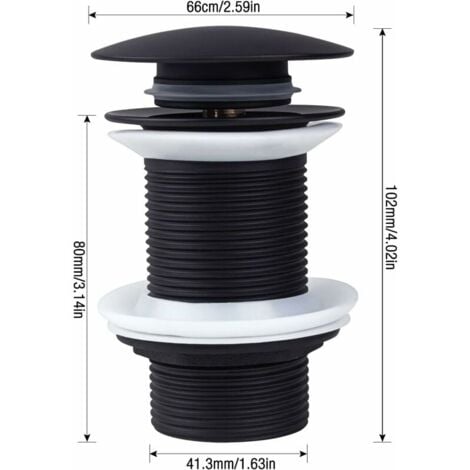 Bonde de Lavabo Noir Sans Trop Plein, Bonde de Lavabo Pop Up Noir Universelle, Bonde de Vidage Sans Trop Plein, Bonde de Vidange Sans Trop Plein, Bonde Pop Up Automatique pour Vasque a Poser,	  Bluede