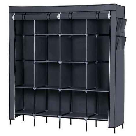HUOLE Armoire De Rangement Pliable 167x45x170 Cm - Garde-Robe Tissu Gris Foncé