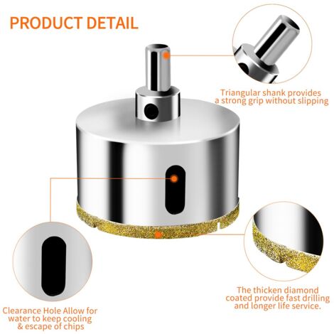 Scie Cloche Diamantée 110 mm avec Foret Guidage de Centrage, Scie Cloche Carrelage avec revêtement diamant, Foret trépan Diamant pour verre, carrelage, céramique, marbre, granit