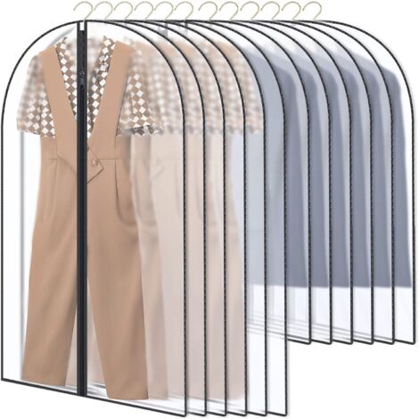 Housses de Vêtements 12 Pièces, Protection Excellente, Pochettes de Vêtements, Matériau Professionnel, Design Professionnel et Autonome, Taille Adaptée, Lavable en Machine, Noir (1/5)