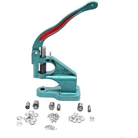 Presse à Œillets, Kit d'Outils de Poinçonnage Manuel Machine à Œillets Robuste, avec 3 Matrices (6 mm/10 mm/12 mm) et 1500 œillets argentés pour Tissu Cuir Artisanat Rideaux Pince emporte pièce