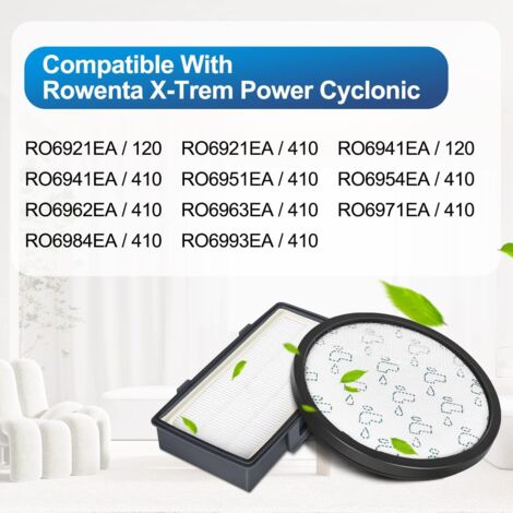 Filtres pour Rowenta X-Trem Power Cyclonic RO6984EA RO6941EA RO6963EA RO6921EA Aspirateurs, Filtre de Rechange Accessoires ZR006001 Filtre pour aspirateur