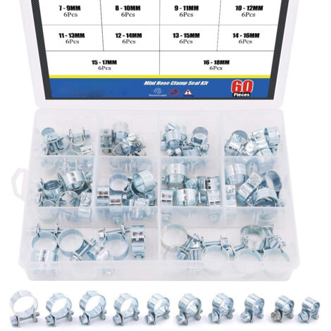 Lot de 60 mini colliers de serrage pour tuyau à essence diesel 10 tailles (1/5)