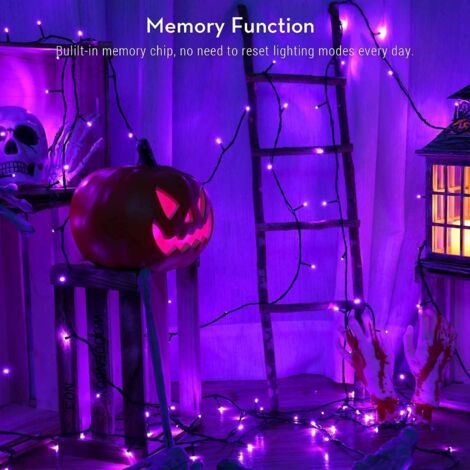 Guirlande Lumineuse Halloween 25m 200 LED Orange/Violet - 8 Modes, Télécommande, Minuterie, Étanche IP44