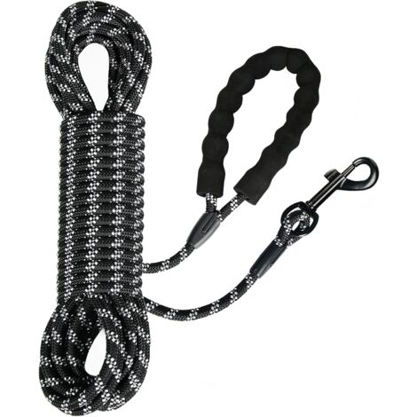 Laisse de Traction pour Chiens, Laisse de Dressage pour Grands et Petits Chiens, Laisse pour Chiens avec dragonne Stable, Crochet à Mousqueton 360°, réflecteurs (Noir-0.8cm, 10M) (1/5)