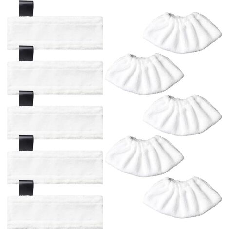 5 Bonnettes pour Buse de Sol en Microfibre + 5 Chiffons pour Buse à Main Accessoire lavables Compatibles avec Kärcher EasyFix SC2, SC3, SC4, SC5 Nettoyeurs Vapeur (1/5)
