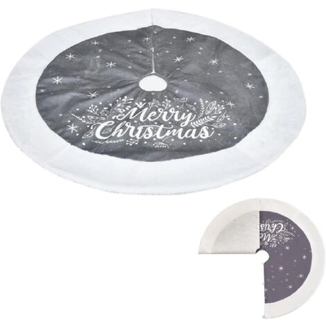 Jupe D'Arbre De Noël 122 Cm - Couverture De Sol Avec Motif Flocons Neige, Gris, Pour Cacher Support Et Décorer