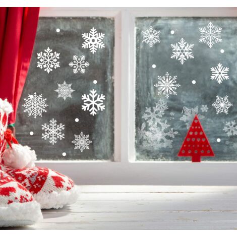 Bombe De Neige Fenetre Autocollants De Fenu00eatre En Forme De Flocon De Neige De Nou00ebl Pour Verre, Du00e9calcomanies De Nou00ebl Noel Interieur
