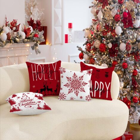 Housses De Coussin Noël - Motif Sapin Bleu - 45x45 Cm - Lot De 2 - Peluche Douce