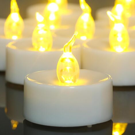 Lot De 12 Bougies LED Chauffe-plat - Flamme Vacillante - Piles CR2032 Incluses - Noir/Blanc