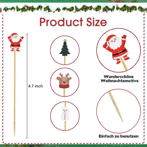 Lot De 100 Pics à Cocktail De Noël - 10 Types De Cure-dents