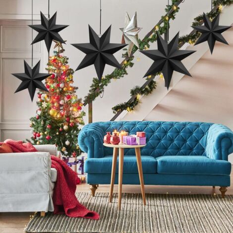 5 étoiles En Papier Pliantes 30 Cm - Décoration Noël, Mariage, Anniversaire - Suspendre Au Plafond Ou Sur Mur - 5