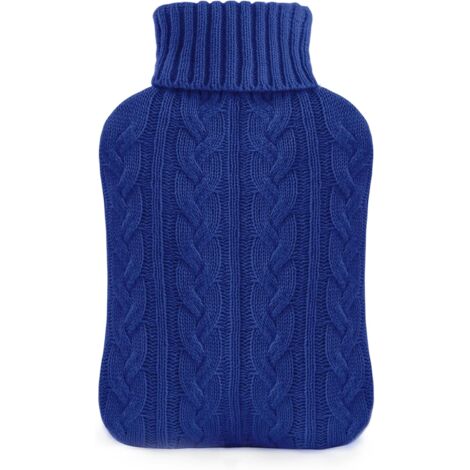 Bouillotte Extra Longue 52 Cm Avec Housse Douillette - En Caoutchouc Naturel - Pour Dos, Cou, Jambes - Chauffage Longue Durée