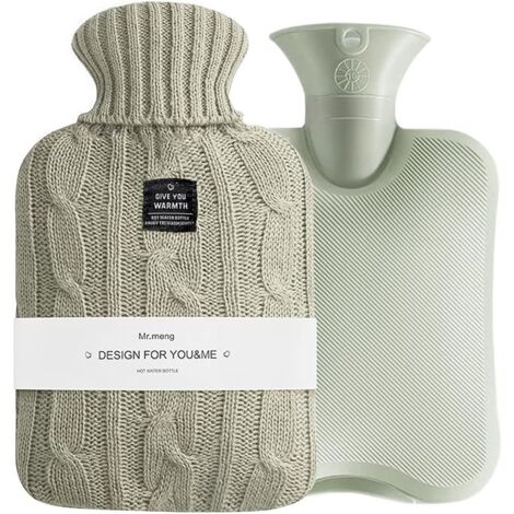 Bouillotte 2 Pack, HyAdierTech Bouteille D'eau Chaude Encaoutchouc