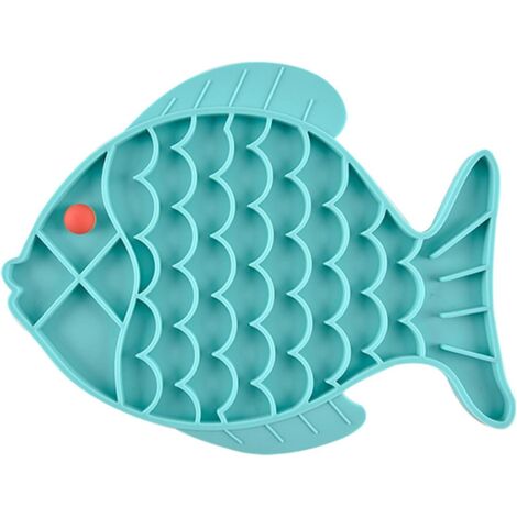 Gamelle dalimentation Lente, gamelle Chat Anti glouton, 1 pièces gamelle Anti-glouton, Fabriqué en Silicone sûr, Non Toxique, Anti-étouffement, pour Chats, Chiens (19 x 24,5cm, Bleu) (1/5)