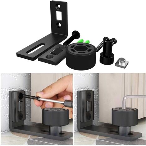 Ajustable Guide de Plancher Mur/porte Guide Inférieur Pour Porte en Bois Coulissante Noir