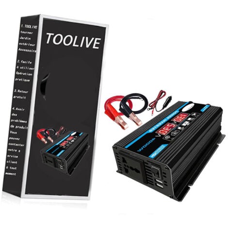 Convertisseur 12V 220V Pur Sinus 4000W Onduleur à Onde Sinusoïdale Pure Transformateur avec Télécommande & Double AC Prises de Courant pour RV Voiture de Camion