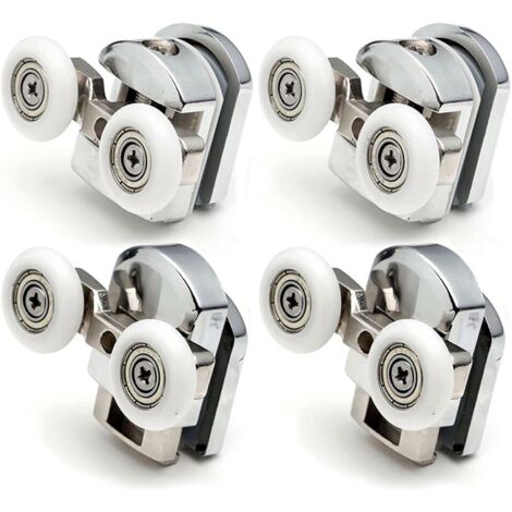 Toolive – Lot de 4 roulettes doubles pour porte de douche coulissante – Roues 23 mm en alliage de zinc – Installation facile et glissement silencieux (1/4)