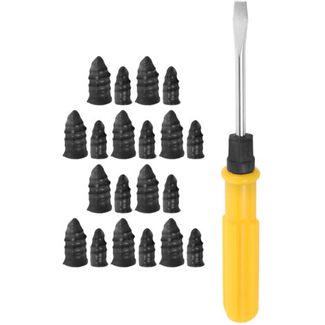 20 Clous en Caoutchouc pour réparation de Pneu de Voiture et Moto,avec Tournevis, Clous en Caoutchouc de Pneu sous Vide, Clou reparation pneu Convient aux Voitures, Motos(10 S+10 L) (1/5)
