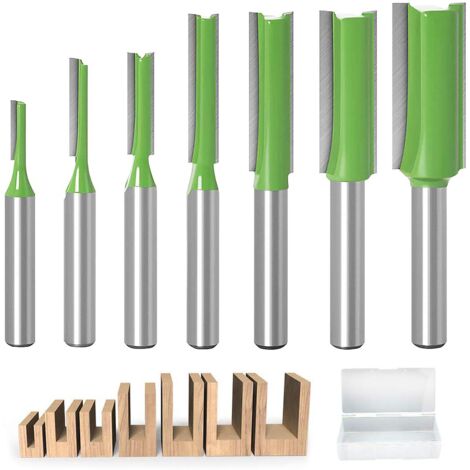 Lot De 4 Fraises Droites 8 Mm Pour Défonceuse - Acier Carbure Tungstène - Pour Bois, MDF, Contreplaqué - Coupe Affleurante