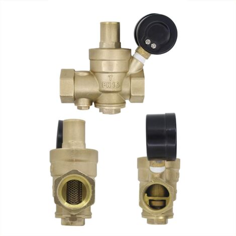 Réducteur De Pression D'Eau Avec Filtre Remplaçable Et Manomètre – 1/2" à 2" (DN25 1 Pouce Inclus)