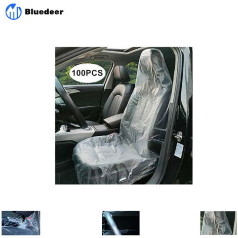 Housses de siège jetables 300 pièces, housse de siège en plastique transparent Bluedeer
