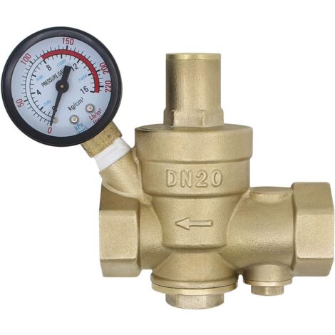 5 pièces Regulateur de pression eau avec filtre remplaçable 1/2 3/4 1 1-1/4 1-1/2 2 pouce - reducteur de pression d'eau avec manomètre (DN15-1/2 pouce)