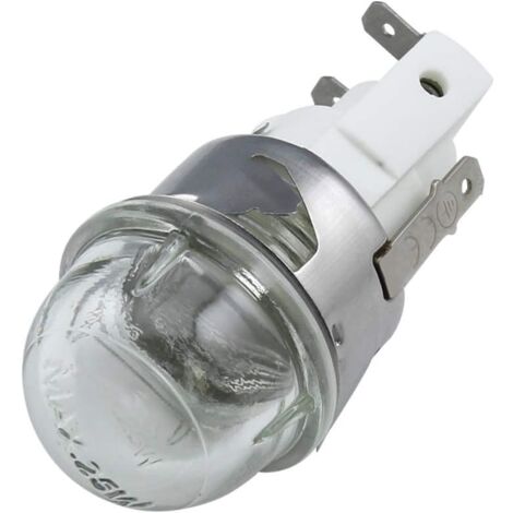Support Lampe Four E14 2501 - Résistant 300°C Avec Ampoule 15W, Porcelaine Et Verre Trempé