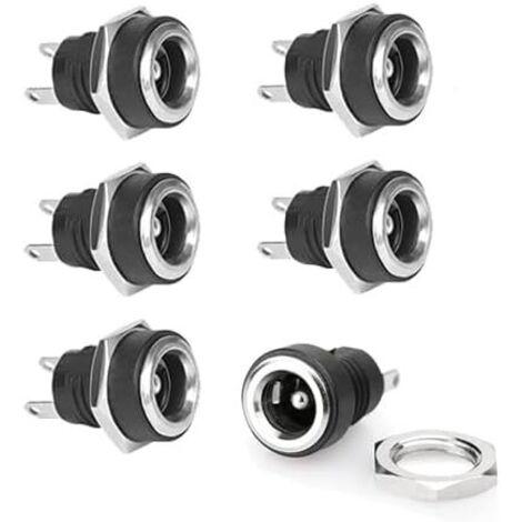 Lot de 6 connecteurs DC femelle 5,5 x 2,1 mm 2 broches DC Power Jack femelle DC encastrable (1/5)