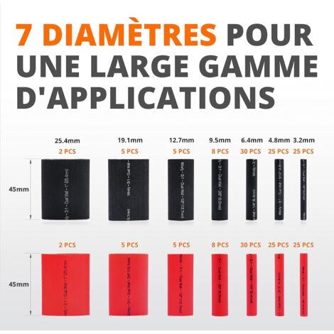 Kit 100 Pièces Gaine Thermorétractable Étanché 90mm Extra-Longue 4:1 - Double Paroi LEAZZLE Pour Isolation Électrique