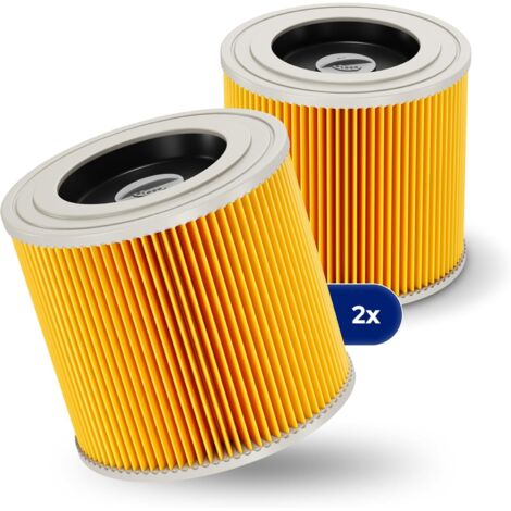 Lot de 2 filtres à cartouche + 2 vis de fermeture supplémentaires - Pour aspirateur Kärcher WD3 Premium WD2 WD3 WD 3 MV3 WD 3 P - Kit d'extension remplace 6.414-552.0, 6.414-772.0 (1/5)