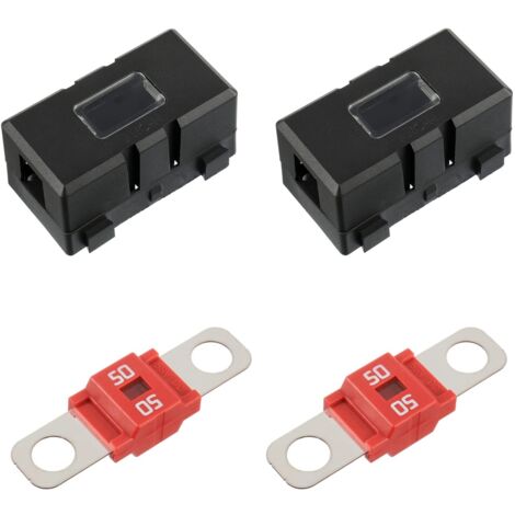 Lot de 2 ANS Porte Fusibles de Voiture et 2 Fusibles Midi Boulonnés à Courant élevé 50A pour Voitures, Camions, Véhicules (1/5)