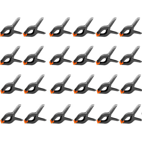 24 pièces 6" 158 MM pince a ressort plastique, pince de serrage force de serrage élevée ouverture maximale 65MM, pince serre joint avec mobiles mâchoires pour bois atelier photographie, noir