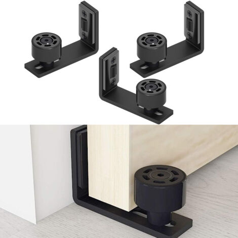 Lot de 3 Ajustable Guide de Plancher Mur/porte Guide Inférieur Pour Porte en Bois Coulissante Noir