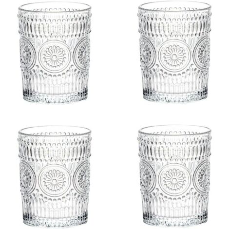 Set De 4, Verres Romantiques, Verres à Boire Premium 300ML, Set De Verrerie Vintage pour Jus, Boissons, Bières, Cocktails Set de 4 (300ml) (1/5)