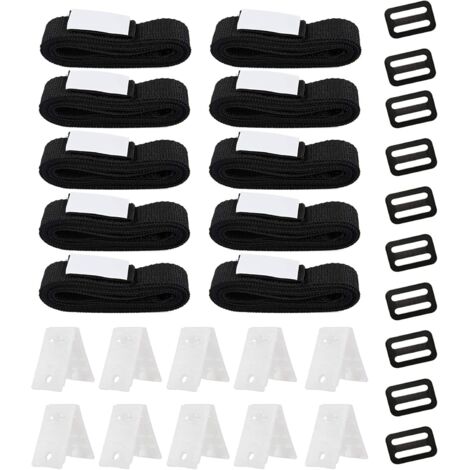 Kit Fixation Bâche Solaire Piscine - 8 Sangles Réglables + Pinces - Nylon/PP - Pour Enrouleur Couverture Solaire