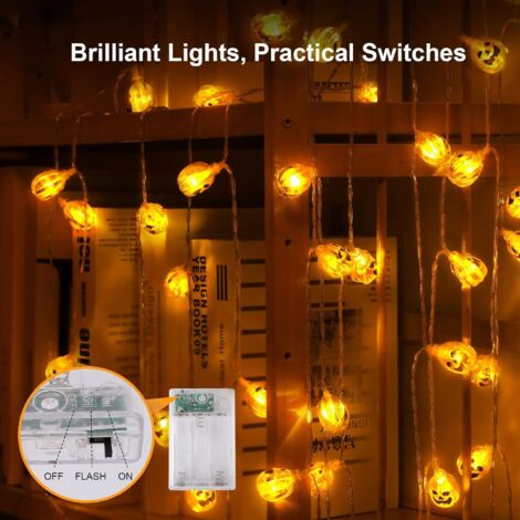 EJ.life Guirlande lumineuse de citrouille Guirlande lumineuse